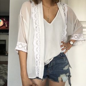 White Kimono/ Lingerie Embroiled- Forever 21